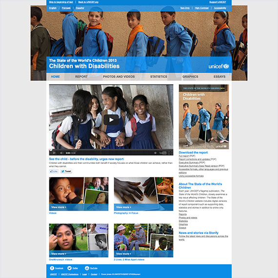 UNICEF State of the World's Children 2013 report website